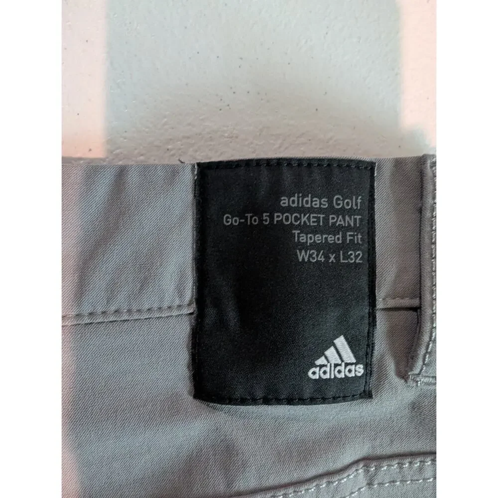 Adidas Golf Go To 5 Pocket Pant Tapered Fit Pants Gray Size 34 x 32